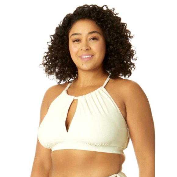 TIME & TRU 3X Plus 24W-26W Cream Vanilla Dream Pique Key Halter Bikini TOP NWT - Picture 4 of 7